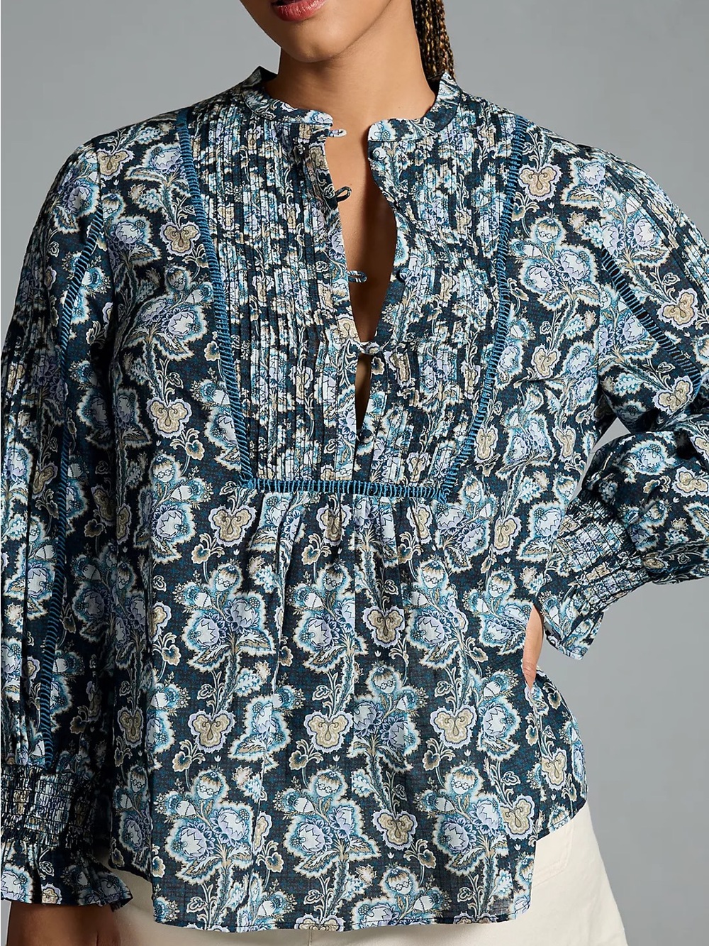 By Anthropologie Henley Peasant Blouse Size XL